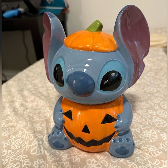 Disney Lilo & Stitch Halloween Pumpkin Stitch Ceramic Cookie Jar - Picture 1 of 5